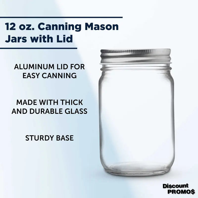 10 Decorating Mason Jars Set. 12 oz. ¨C Canning. Aluminum Lid ¨C Clear