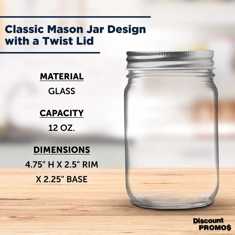 10 Decorating Mason Jars Set. 12 oz. ¨C Canning. Aluminum Lid ¨C Clear