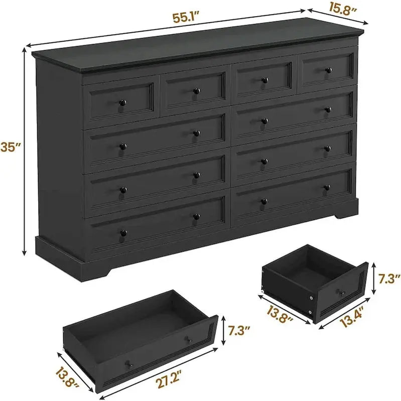 10-Drawer Wooden Dresser ¨C Tall Chest of Drawers with Ample Storage Capacity