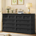 10-Drawer Wooden Dresser ¨C Tall Chest of Drawers with Ample Storage. Rustic or Modern Bedroom Fit