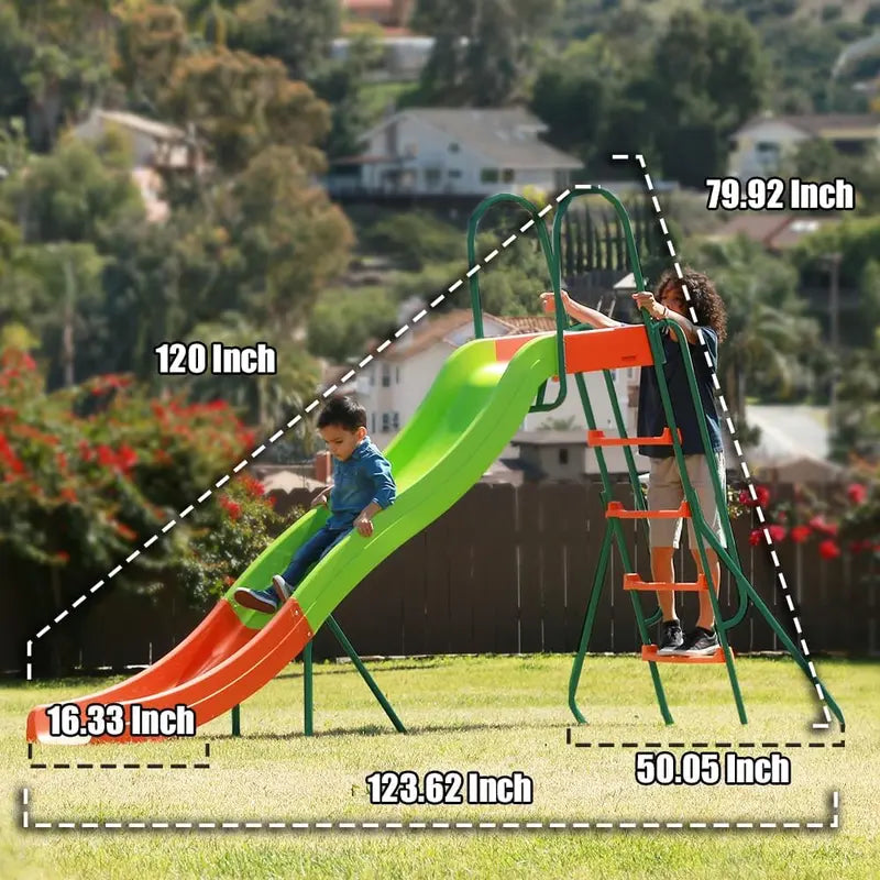 10 ft Freestanding Plastic Playground Slide ¨C Safe Backyard Slide for Kids Ages 4¨C8