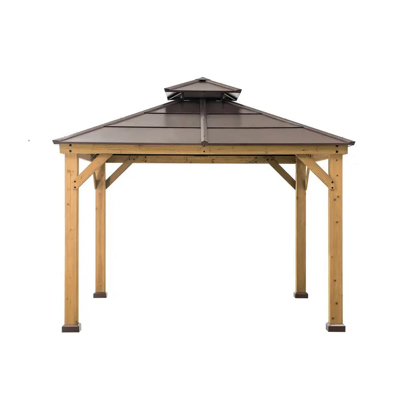 10 ft. x 10 ft. Cedar Gazebo with Steel 2-Tier Hip Roof ¡ª Hardtop Outdoor Structure