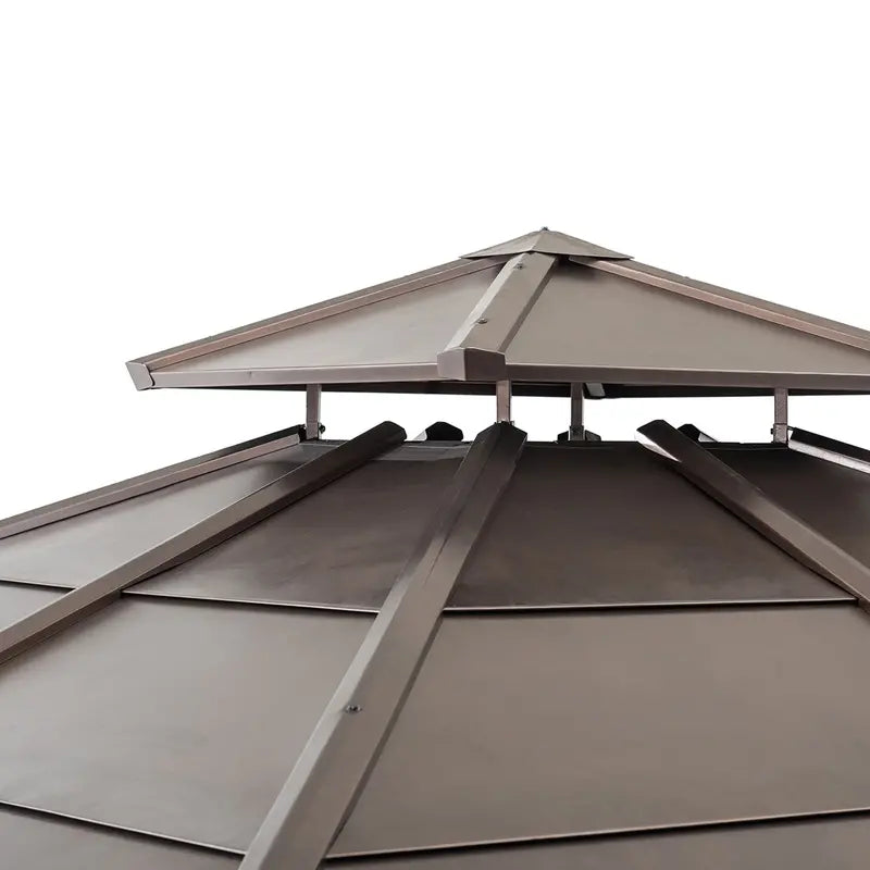 10 ft. x 10 ft. Cedar Gazebo with Steel 2-Tier Hip Roof ¡ª Hardtop Outdoor Structure
