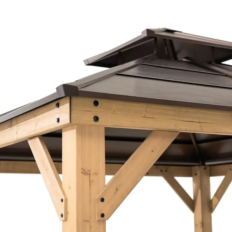 10 ft. x 10 ft. Cedar Gazebo with Steel 2-Tier Hip Roof ¡ª Hardtop Outdoor Structure