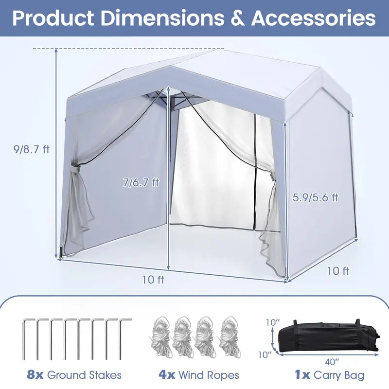 10 ft x 10 ft Removable-Sidewall Canopy Tent ¨C UPF50+ Pop-Up Shelter with Mesh Netting