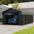 10 ft x 15 ft Reinforced Metal Carport ¨C Weather-Resistant Outdoor Garage or Shade Structure