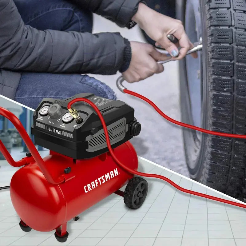 10-Gallon Oil-Free Air Compressor ¨C 1.8 HP. 175 PSI. 4.0 CFM@90 PSI. Portable w/ Large Wheels