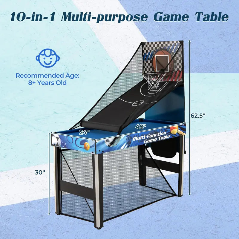 10-in-1 Convertible Game Table ¡ª 48-Inch All-in-One Entertainment Center for Parties and Family Game Nights