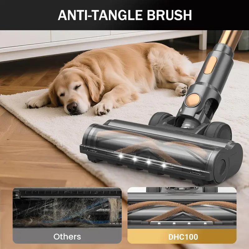 10-in-1 Gold Cordless Stick Vacuum: LED Touchscreen. 45-Min Battery Life. Lightweight &amp; Powerful ¡ª Ideal for Hard Floors. Carpets &amp; Pet Hair