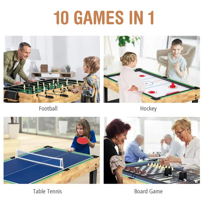 10-in-1 Multi-Game Table Set ¨C Ping Pong. Air Hockey. Pool. and More