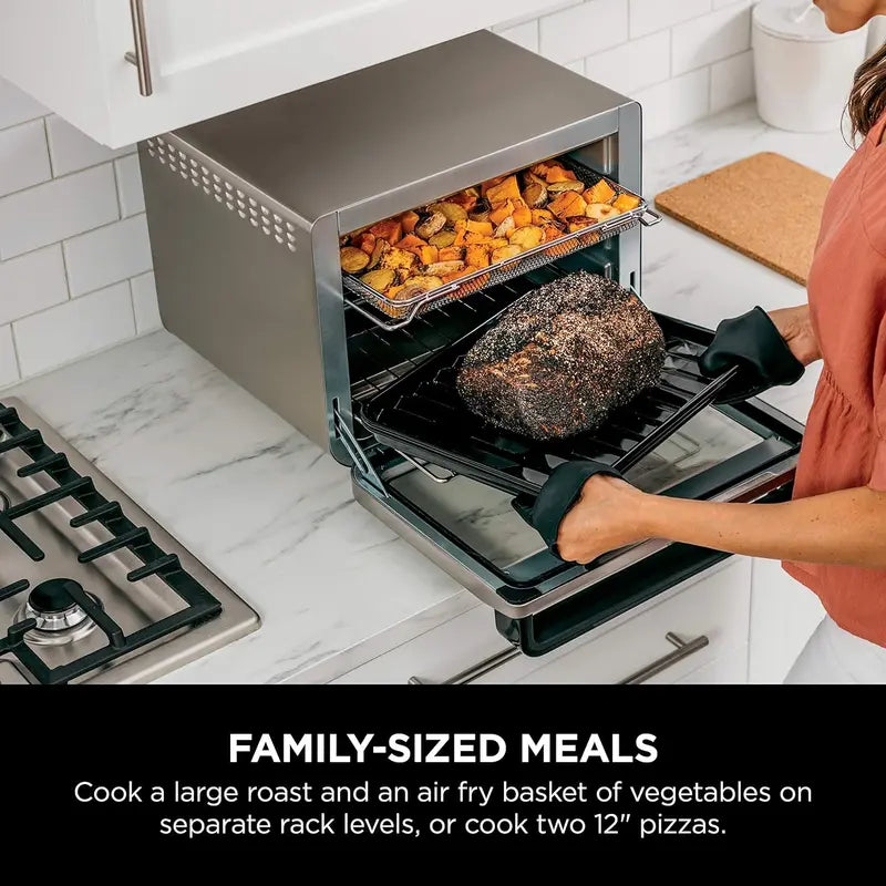 10-in-1 Smart Convection Toaster Oven with Air Fry. Thermometer &amp; Stainless Steel Finish