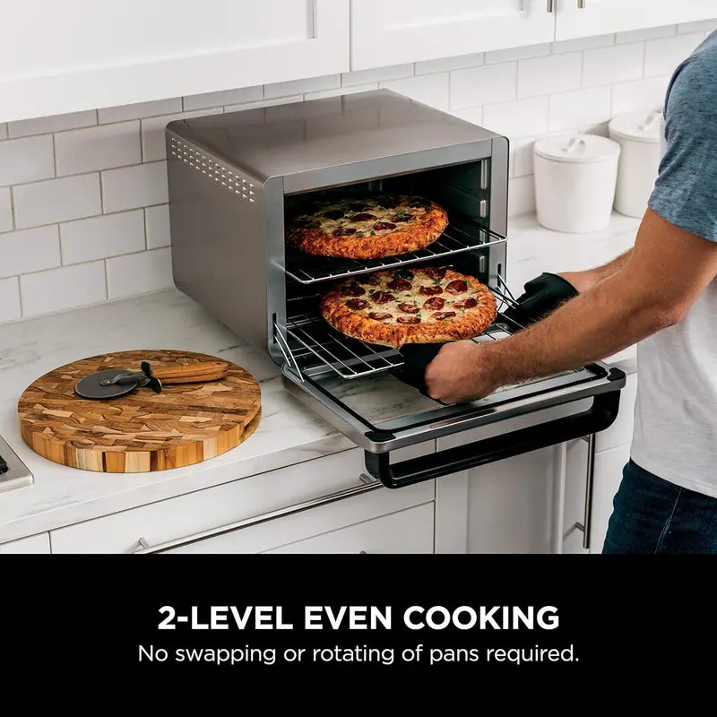 10-in-1 Smart Convection Toaster Oven with Air Fry. Thermometer &amp; Stainless Steel Finish