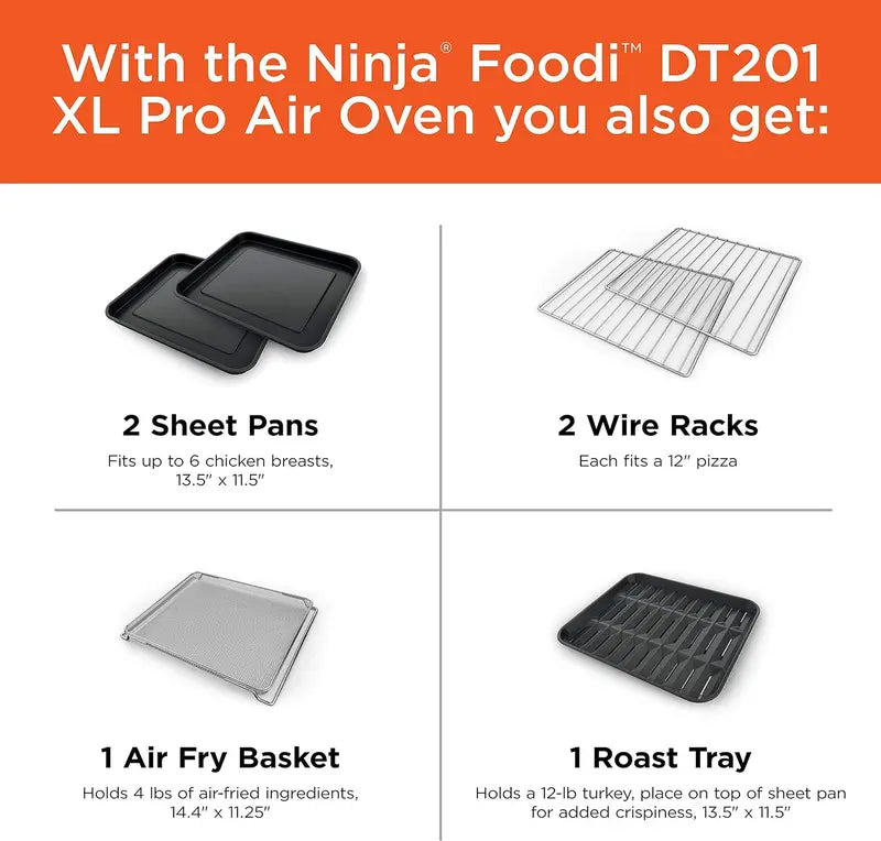 10-in-1 Smart Convection Toaster Oven with Air Fry. Thermometer &amp; Stainless Steel Finish