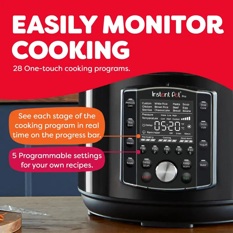 10-in-1 Smart Electric Pressure Cooker ¨C Multi-Cooker with Slow Cook. Rice. Steam. Saut¨¦. Sous Vide. Yogurt. Sterilize & Warm Functions. Includes Recipe App (800+ Recipes). Matte Black Finish