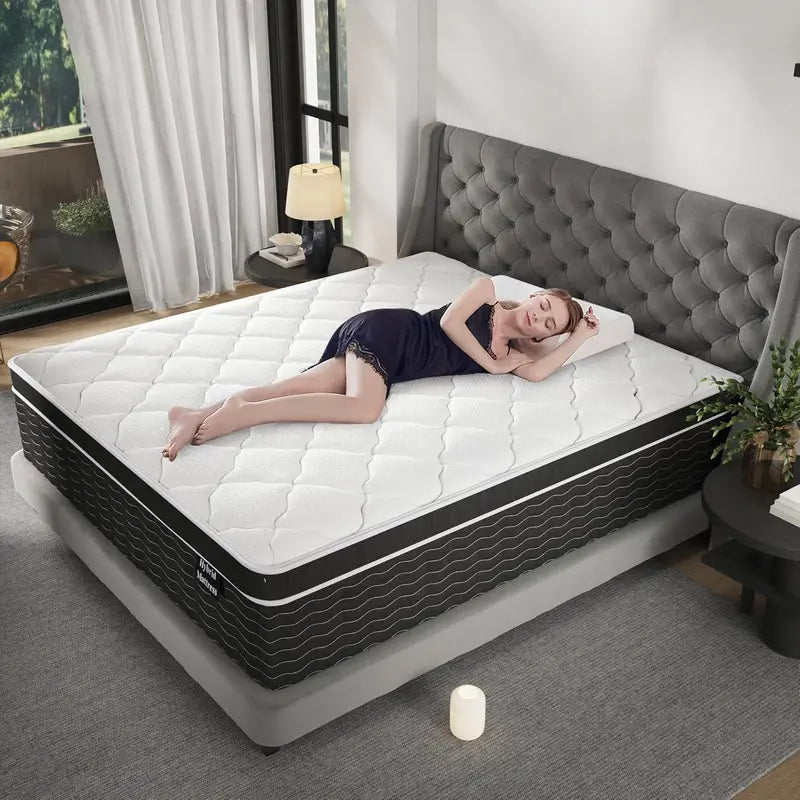 10-Inch Full-Size Hybrid Mattress in a Box ¨C Medium-Plush Support. Pocket Coils + Memory Foam. Easy Setup