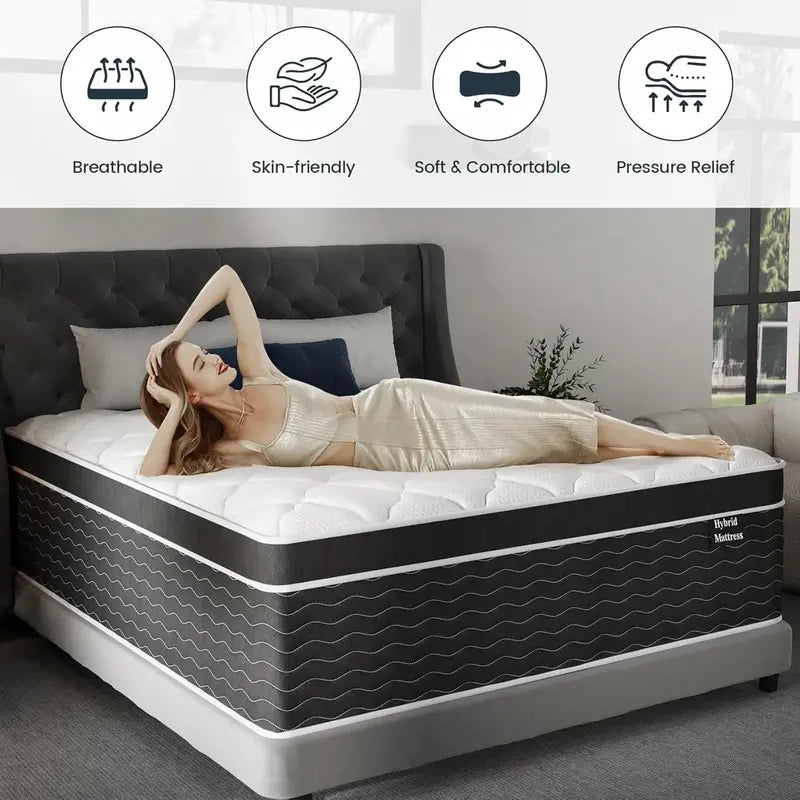10-Inch Full-Size Hybrid Mattress in a Box ¨C Medium-Plush Support. Pocket Coils + Memory Foam. Easy Setup