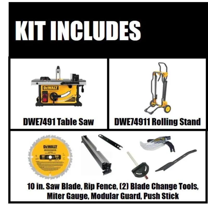 10-Inch Job Site Table Saw with Rolling Stand ¨C 15-Amp Corded Worksite Solution