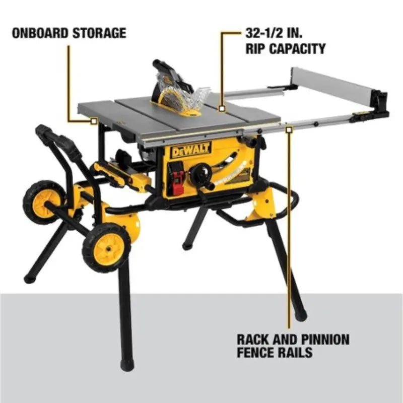 10-Inch Job Site Table Saw with Rolling Stand ¨C 15-Amp Corded Worksite Solution