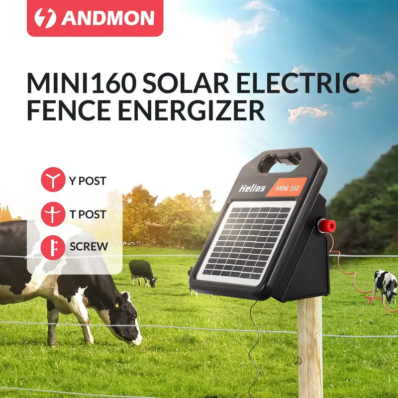 10-Mile Solar-Powered Electric Fence Charger ¨C 0.16 Joule Energizer with Day/Night Auto Mode