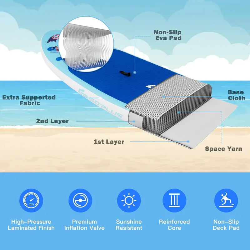 10- or 11-Foot Inflatable Stand-Up Paddle Board ¨C Fade-Resistant Inkjet Graphic Design