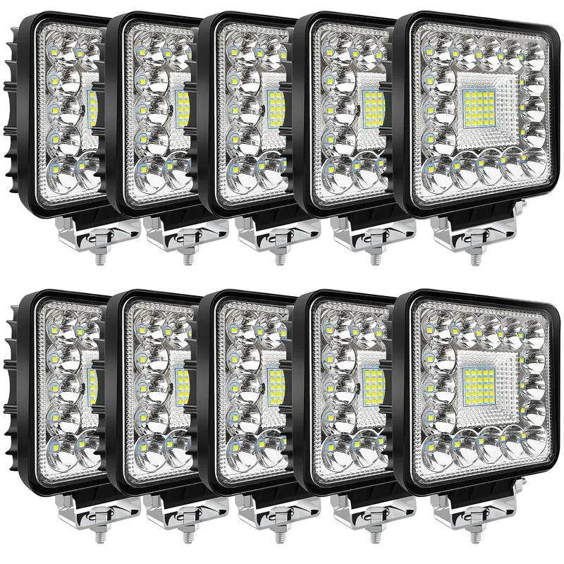 10-Pack 4-Inch Square LED Light Pods ¨C 120W. 10000LM. 12V/24V Off-Road Lighting for Trucks. ATVs. UTVs. RVs. Boats &amp; Snow Blowers
