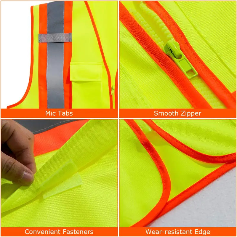 10-Pack High-Visibility Reflective Safety Vests for Construction and Security Teams