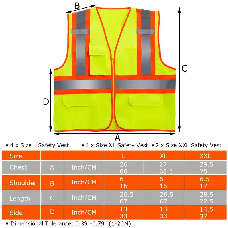 10-Pack High-Visibility Reflective Safety Vests for Construction and Security Teams