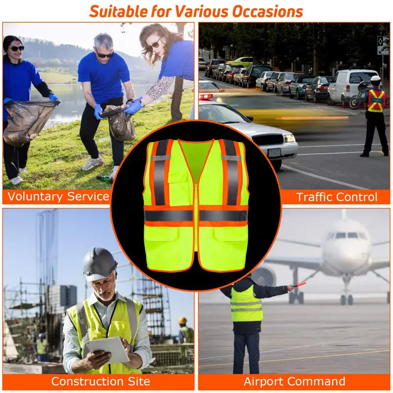 10-Pack High-Visibility Reflective Safety Vests for Construction and Security Teams