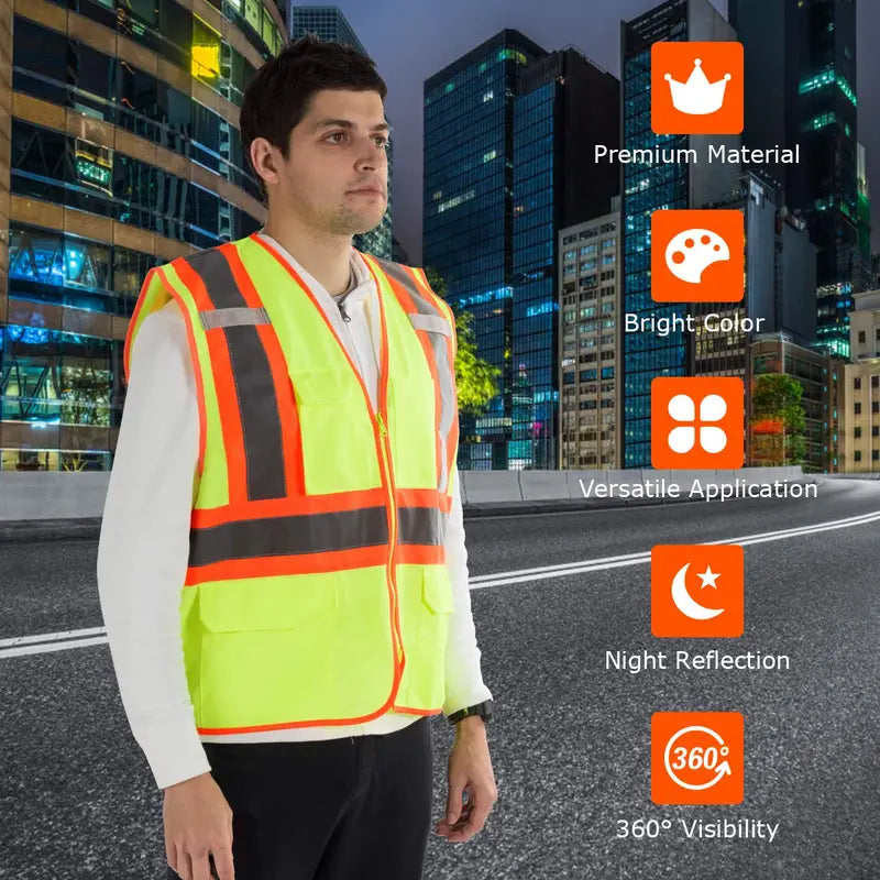 10-Pack High-Visibility Reflective Safety Vests for Construction and Security Teams