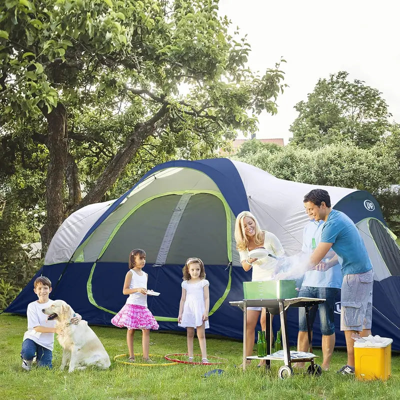 10-Person Family Camping Tent ¨C Easy-Setup. Double-Layer Weatherproof Shelter with 2 Rooms & 5 Mesh Windows (18¡ä x 9¡ä x 6.5¡ä)