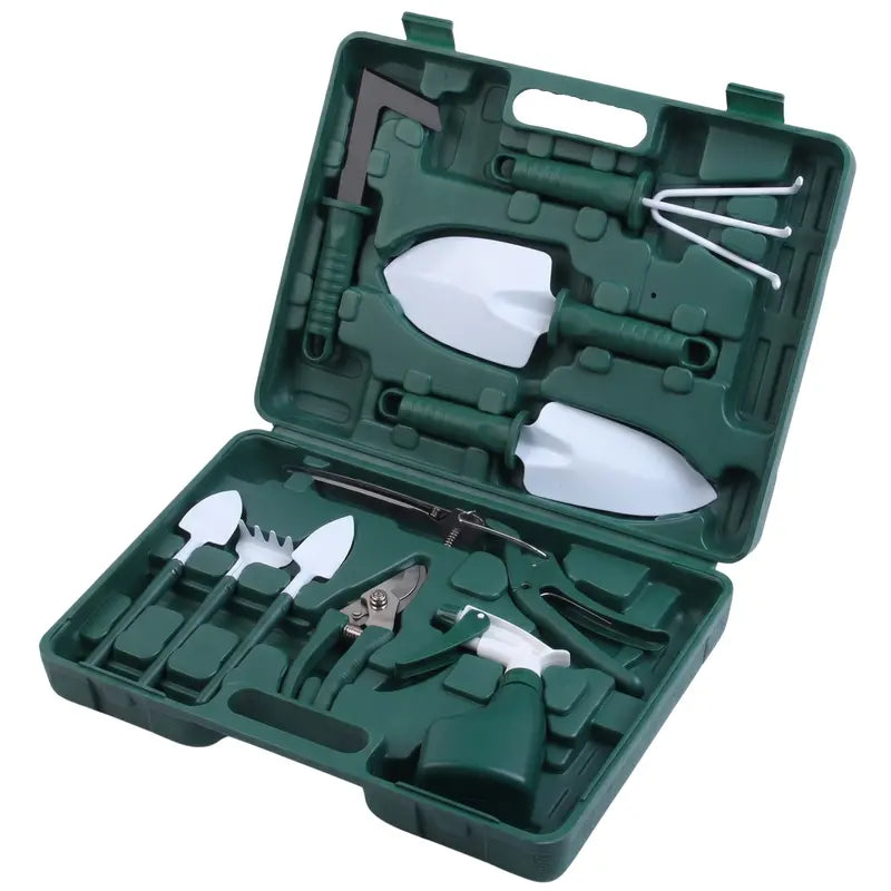 10-Piece Premium Gardening Tool Set with Carry Case and Organizational Storage