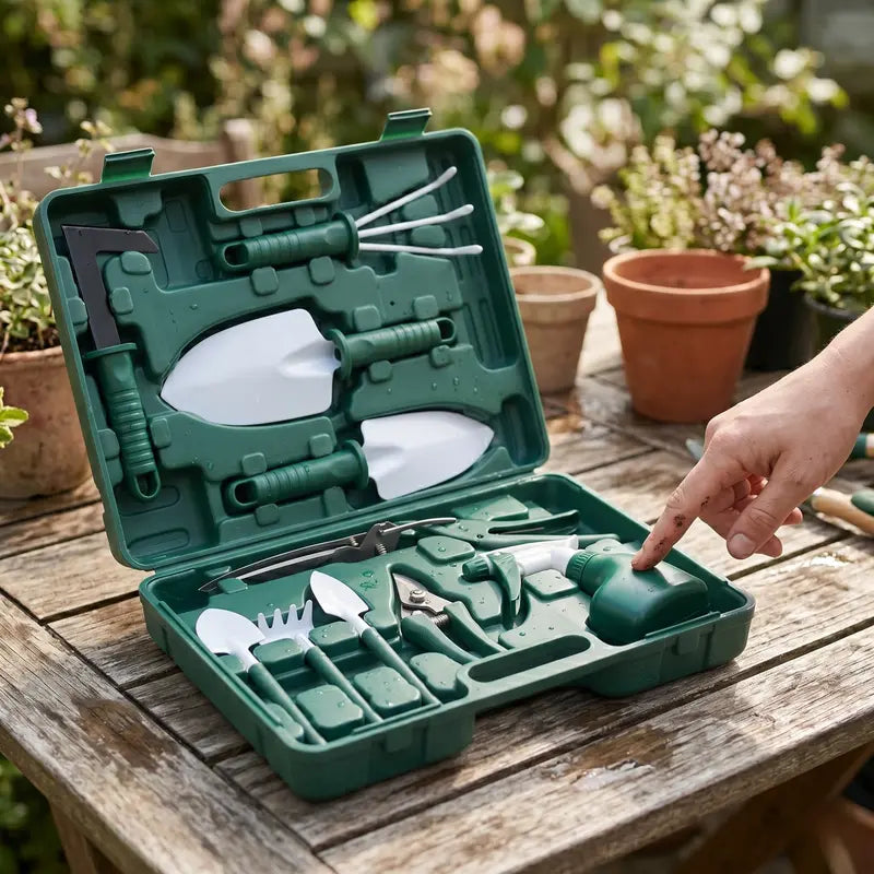 10-Piece Premium Gardening Tool Set with Carry Case and Organizational Storage