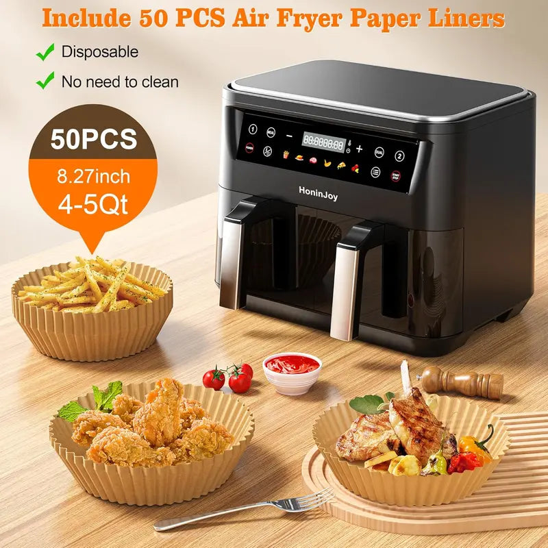 10-Quart Dual Basket Air Fryer with Viewing Window ¨C 10-in-1 Touchscreen System with SyncCook Technology and Liner Set
