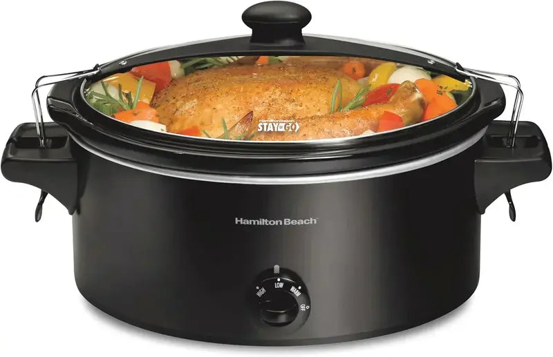 10-Quart Portable Slow Cooker ¨C Heavy-Duty 'Stay or Go' Design with Secure Lid Lock