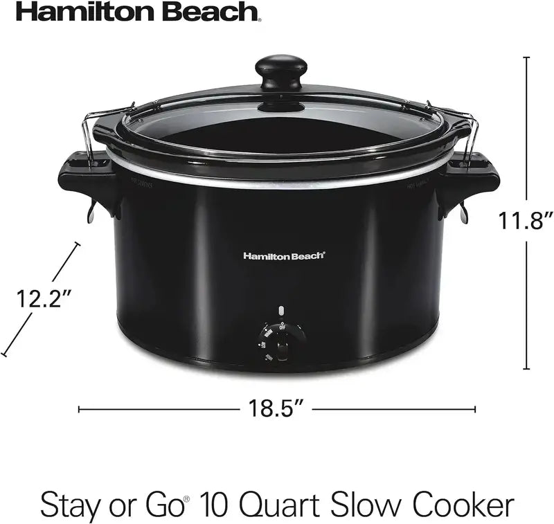 10-Quart Portable Slow Cooker ¨C Heavy-Duty 'Stay or Go' Design with Secure Lid Lock