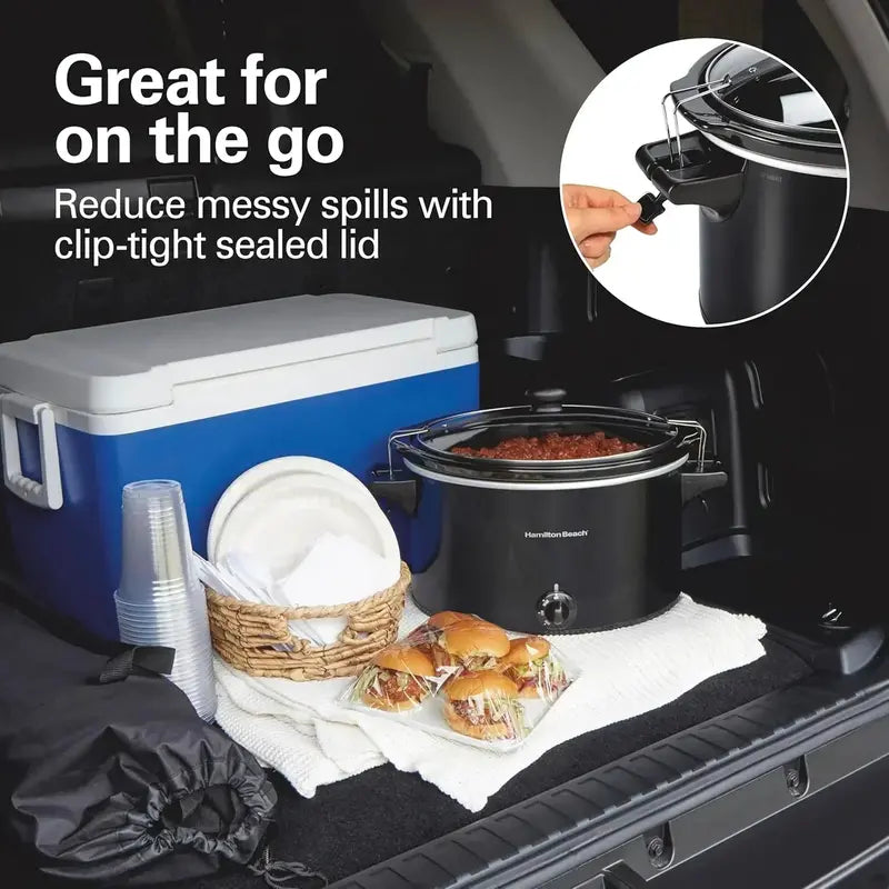 10-Quart Portable Slow Cooker ¨C Heavy-Duty 'Stay or Go' Design with Secure Lid Lock
