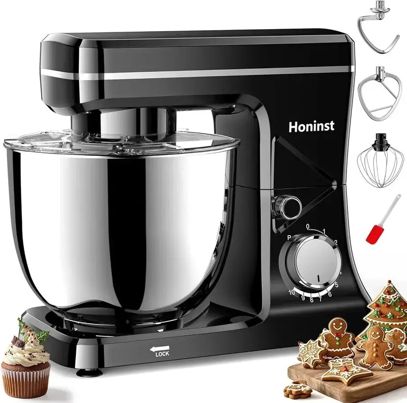 10-Setting Tilt-Head Stand Mixer with 6-Quart Stainless Steel Bowl & 8-in-1 Splash Guard