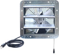 10″ Shutter Exhaust Fan. 3 Speed Thermostat. 600 CFM. 900 SQF. 6′ Cord. Silver