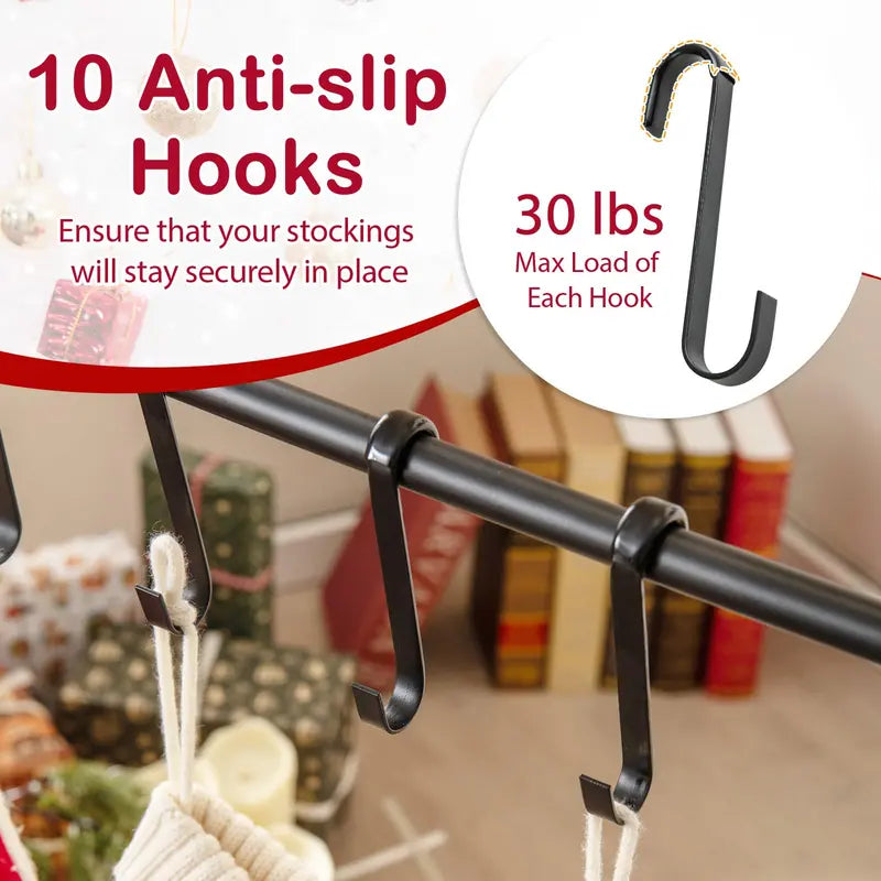 10-Slot Rolling Christmas Stocking Holder ¡ª Wheeled Stand for Easy Placement and Storage