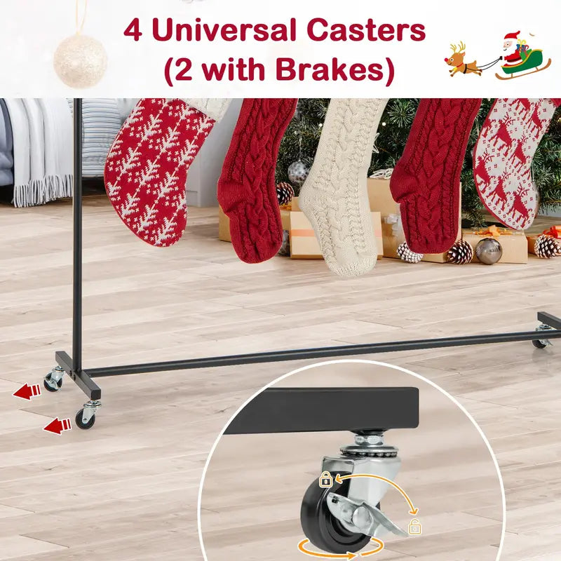 10-Slot Rolling Christmas Stocking Holder ¡ª Wheeled Stand for Easy Placement and Storage