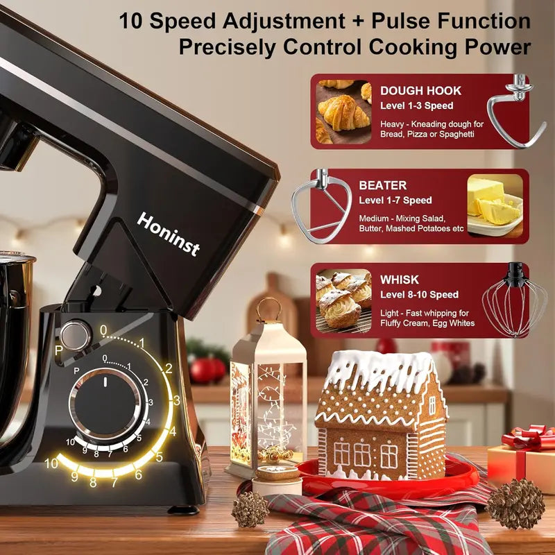 10-Speed Stand Mixer ¨C 6-Quart Tilt-Head Model with 8-in-1 Splash Guard and Dishwasher-Safe Attachments