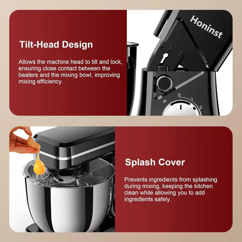 10-Speed Stand Mixer ¨C 6-Quart Tilt-Head Model with 8-in-1 Splash Guard and Dishwasher-Safe Attachments