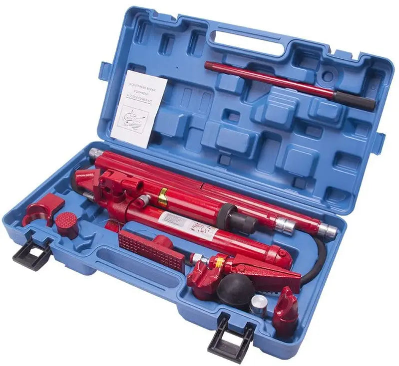 10-Ton Porta Power Hydraulic Jack Repair Kit ¨C Complete Auto Body Frame &amp; Ram Tool Set with Air Pump