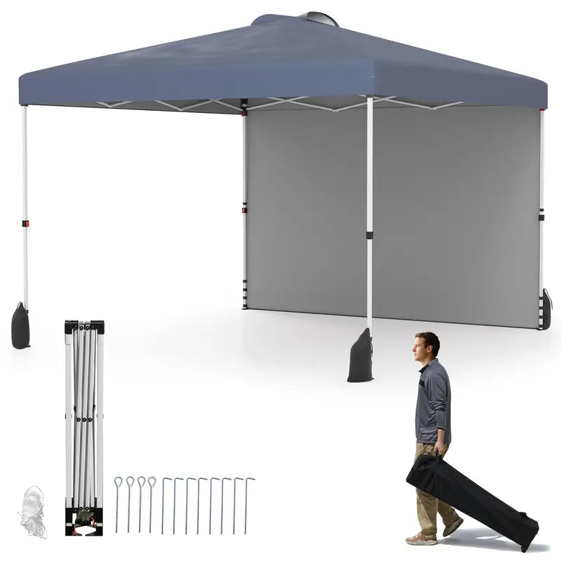 10 x 10 Foot Portable Canopy Tent ¨C Includes One Sidewall & Wheeled Storage Bag