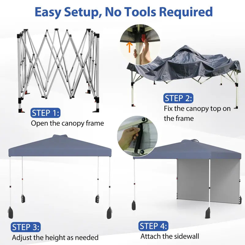 10 x 10 Foot Portable Canopy Tent ¨C Includes One Sidewall & Wheeled Storage Bag
