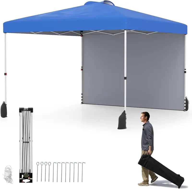 10 x 10 Foot Portable Canopy Tent ¨C Includes One Sidewall & Wheeled Storage Bag