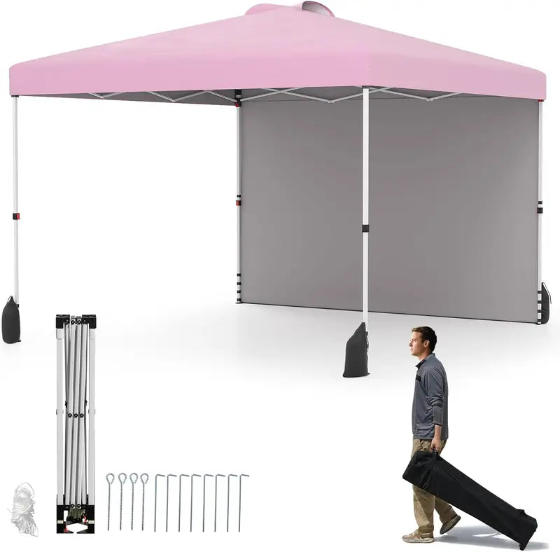10 x 10 Foot Portable Canopy Tent ¨C Includes One Sidewall & Wheeled Storage Bag
