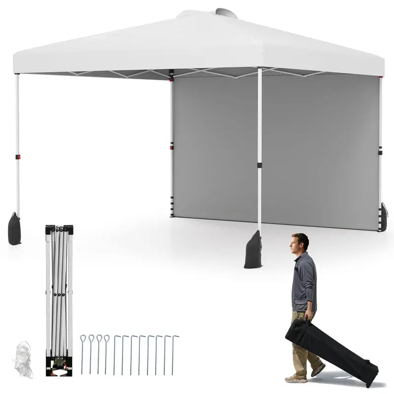 10 x 10 Foot Portable Canopy Tent ¨C Includes One Sidewall & Wheeled Storage Bag