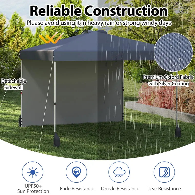 10 x 10 Foot Portable Canopy Tent ¨C Includes One Sidewall & Wheeled Storage Bag