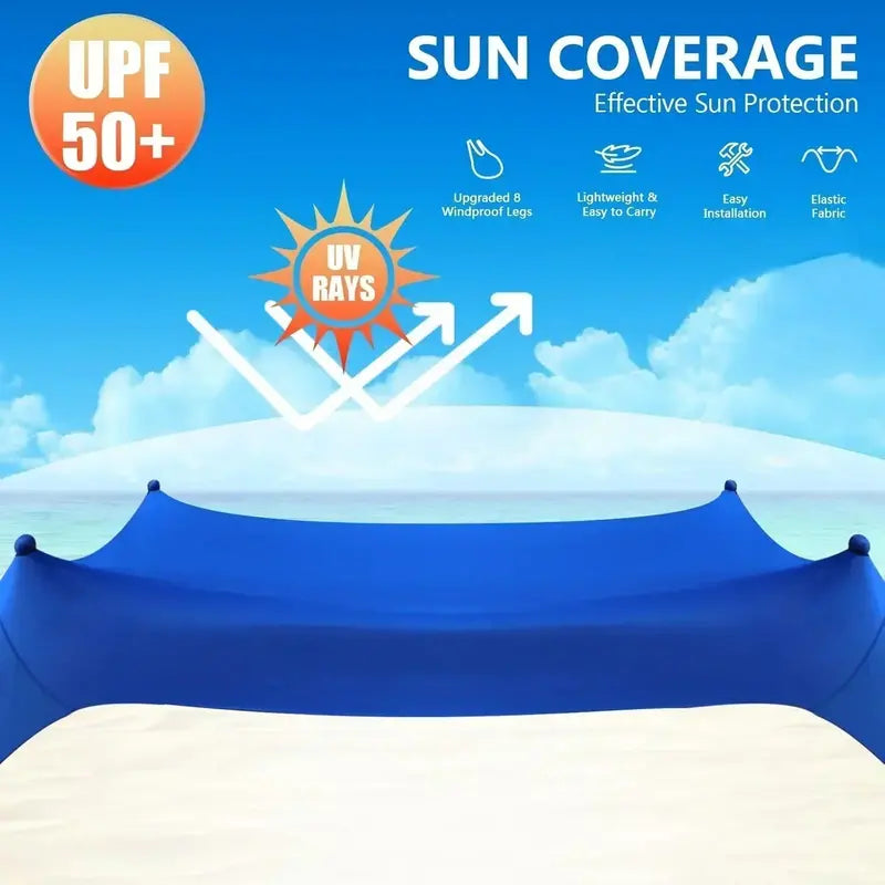 10¡ä x 10¡ä Heavy-Duty Beach Tent with UPF 50+ Sun Protection ¨C Portable Sand Anchor Canopy Shelter